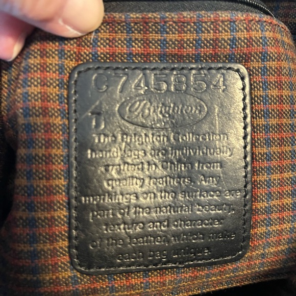 Brighton Vintage Black & Brown Pebbled Leather Women's Shoulder Bag and scarf - Picture 7 of 10